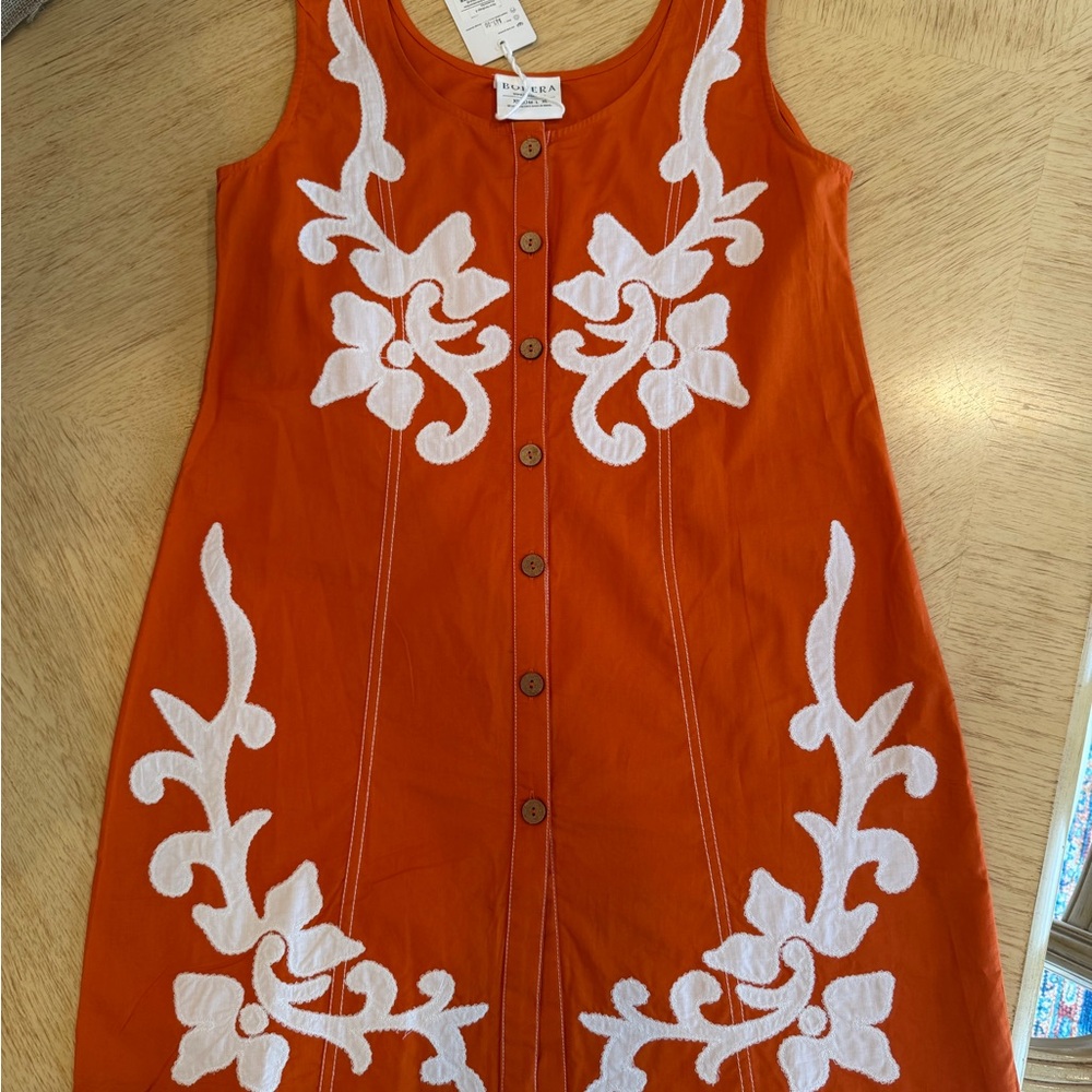 Gorgeous Orange and White Button-Down Dress